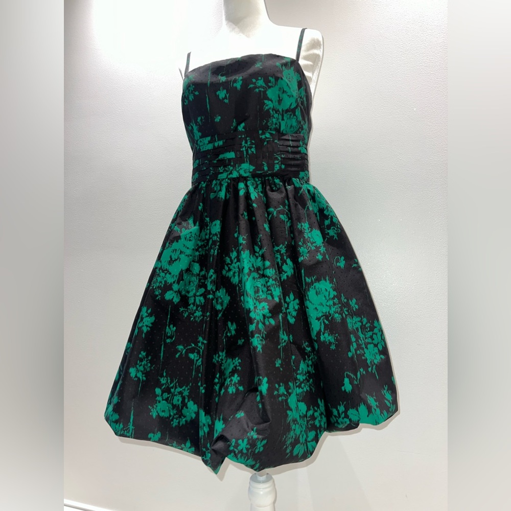 RED VALENTINO green/black cocktail bubble hem dress, spaghetti strap, size 42